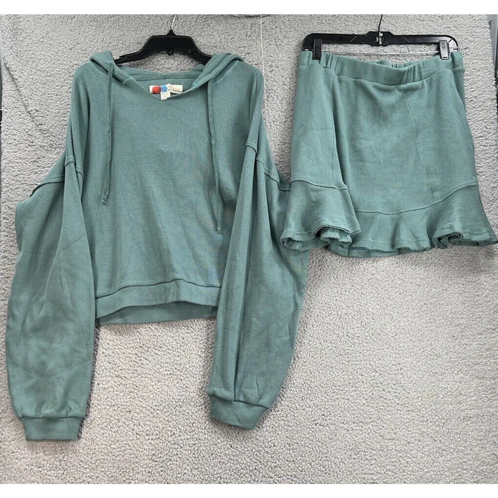 Free People Beach Social Skirt Set Green